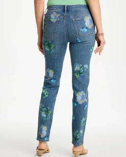 Girlfriend Slim Floral Ankle Jeans
