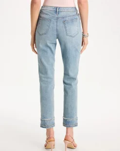 Girlfriend Slim Fray Hem Stud Ankle Jeans