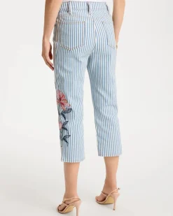 Girlfriend Slim Striped Capri Jeans