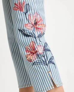 Girlfriend Slim Striped Capri Jeans