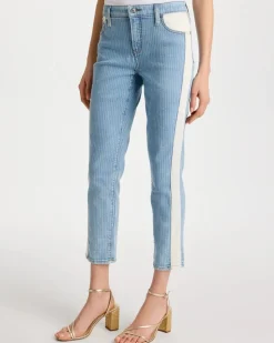 Girlfriend Ticking Stripe Crop Jeans