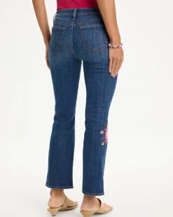 Girlfriend Tropical Soutache Flared Crop Jeans