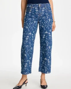 Girlfriend Wide Floral Crop Jean