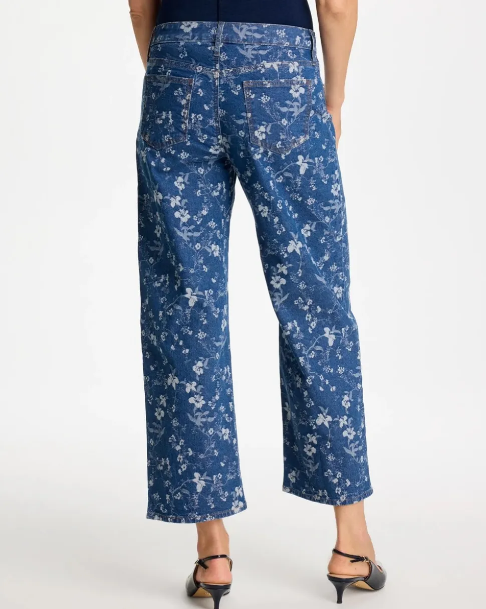 Girlfriend Wide Floral Crop Jean