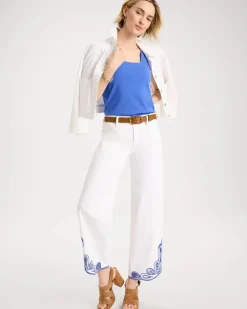 Girlfriend Wide-Leg Cutout Crop Jean