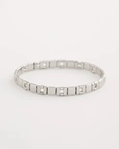 Glam Silvertone Slice Stretch Bracelet