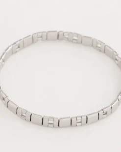 Glam Silvertone Slice Stretch Bracelet