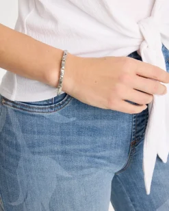 Glam Silvertone Slice Stretch Bracelet