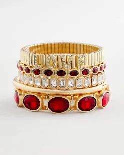 Gold Bezel Set Stretch Tennis Bracelet