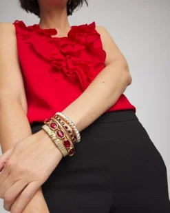 Gold Bezel Set Stretch Tennis Bracelet