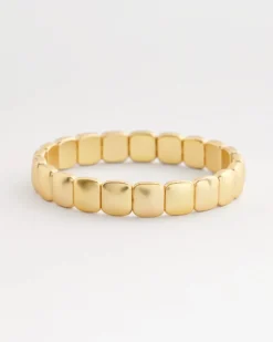 Golden Matte Square Stretch Bracelet