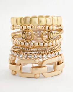 Golden Matte Square Stretch Bracelet