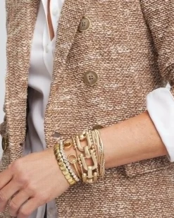 Golden Matte Square Stretch Bracelet
