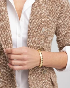 Golden Matte Square Stretch Bracelet