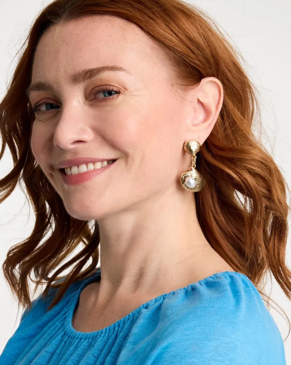 Golden Shell Drop Earrings