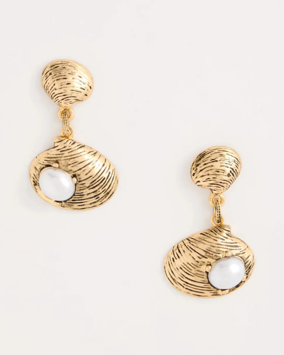 Golden Shell Drop Earrings