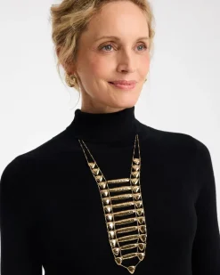 Golden Textured Bib Necklace