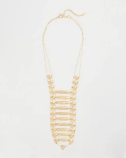 Golden Textured Bib Necklace