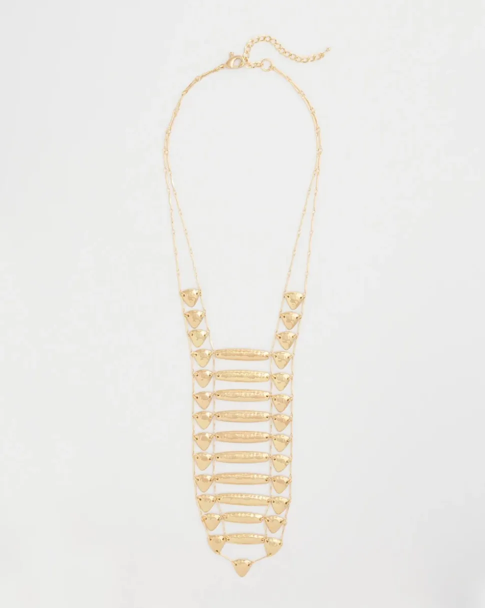 Golden Textured Bib Necklace