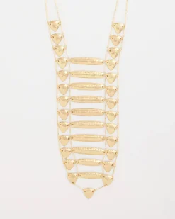Golden Textured Bib Necklace