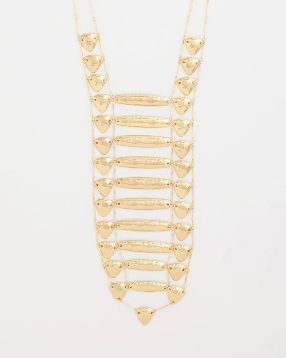 Golden Textured Bib Necklace