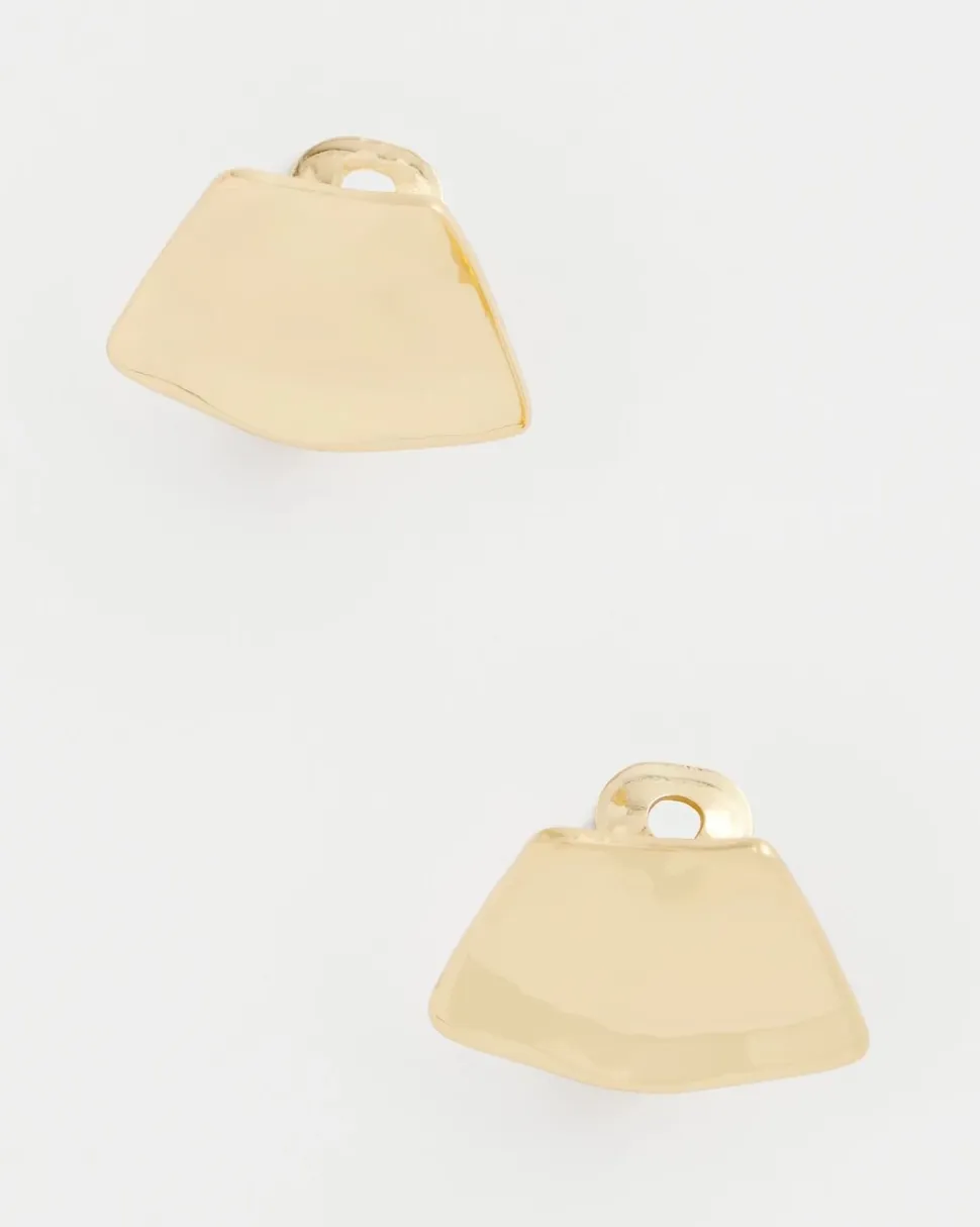 Gold Fan Clip On Earrings