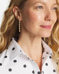 Gold Linear Bead Earrings