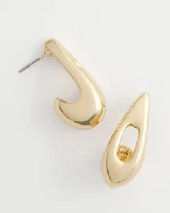 Gold Puff Hoop Earrings