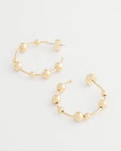 Goldtone Beaded Hoop Earrings