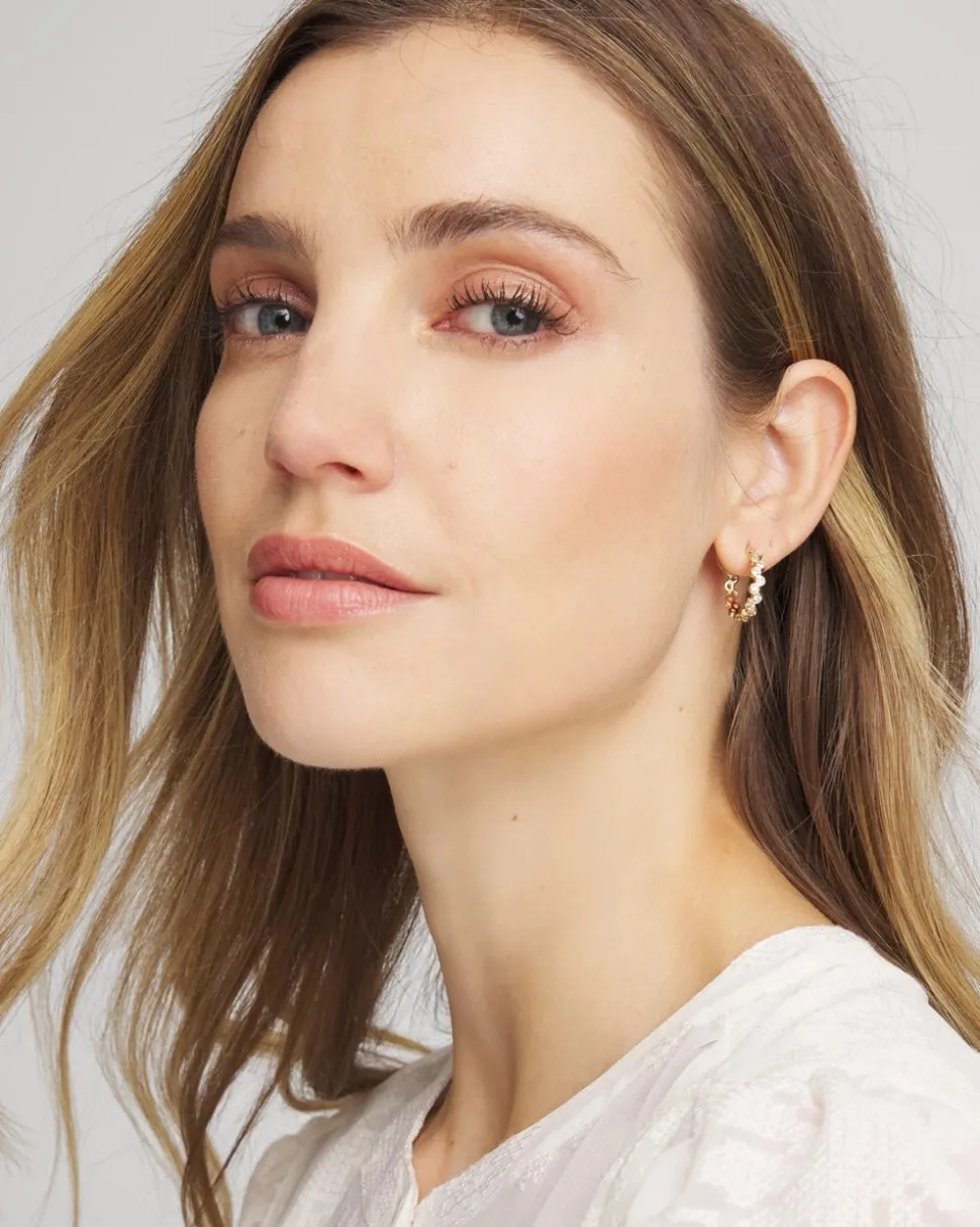Goldtone Cubic Zirconia Hoop Earrings