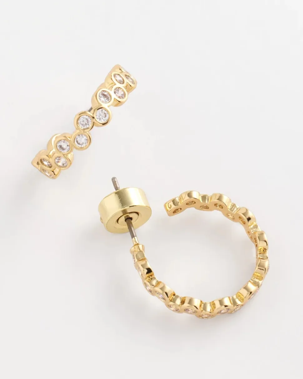 Goldtone Cubic Zirconia Hoop Earrings