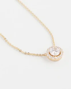 Gold Tone Drop Stone Necklace
