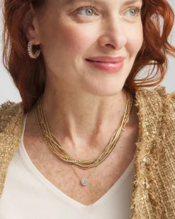 Gold Tone Drop Stone Necklace