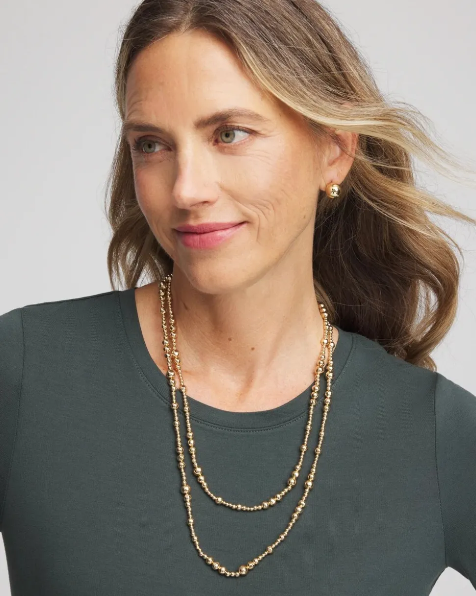 Goldtone Long Beaded Necklace