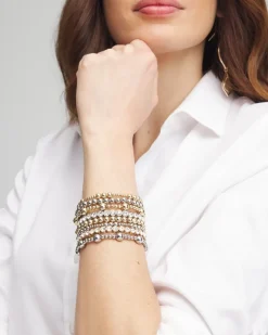 Gold-tone Medium Bead Stretch Bracelet