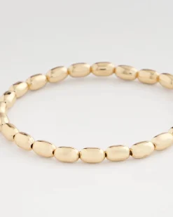 Goldtone Oval Beaded Stretch Bracelet
