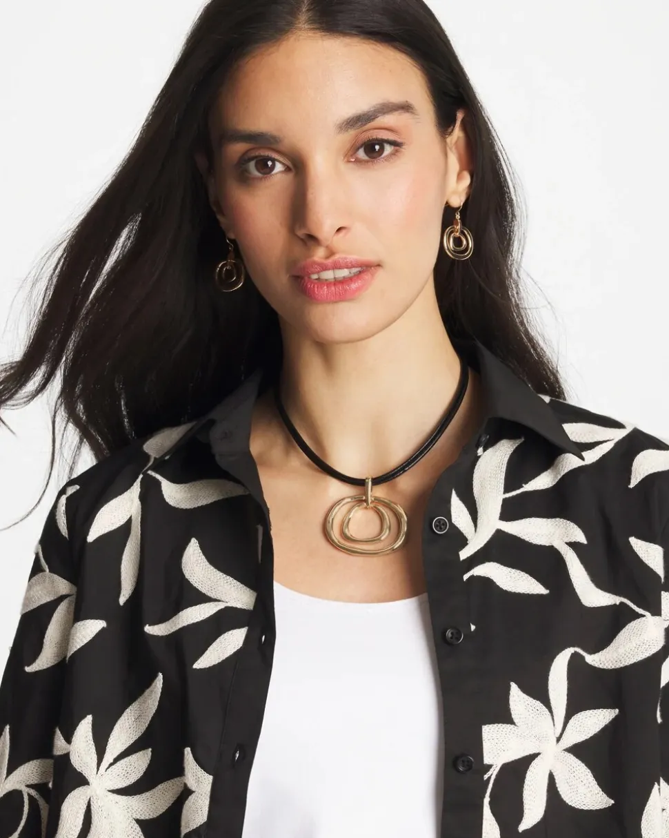 Gold Tone Rings Pendant Necklace