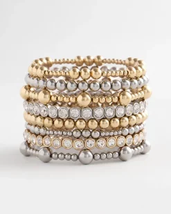 Gold-tone Small Bead Stretch Bracelet