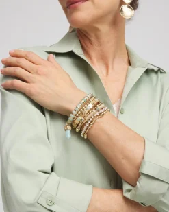 Gold-tone Small Bead Stretch Bracelet