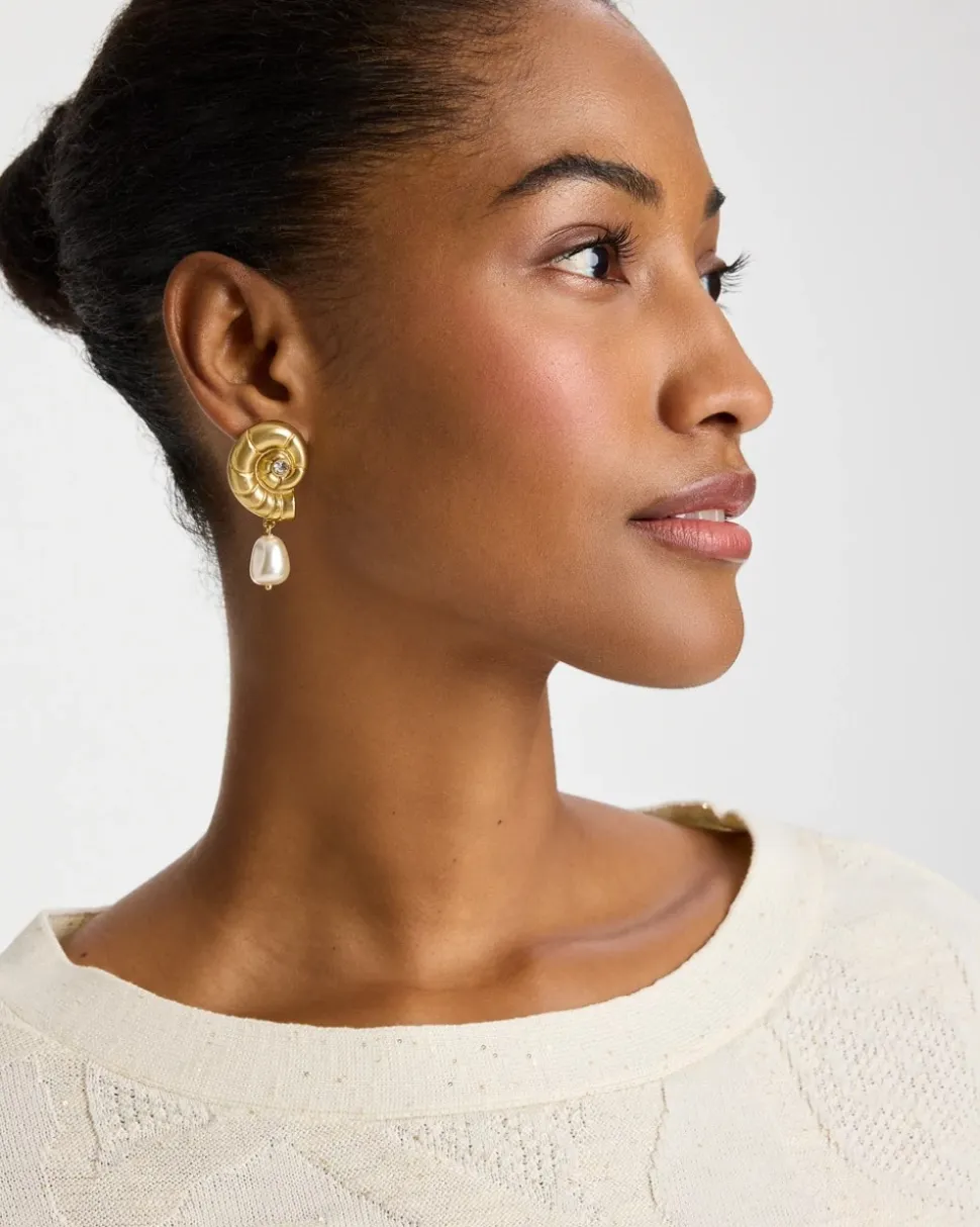 Goldtone Spiral Shell Earrings
