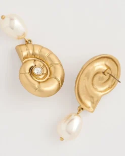 Goldtone Spiral Shell Earrings