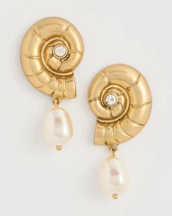 Goldtone Spiral Shell Earrings