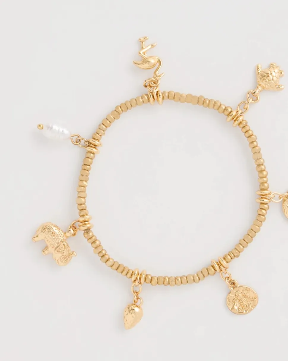 Goldtone Stretch Charm Bracelet