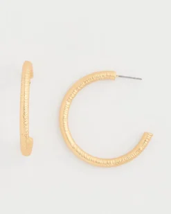 Goldtone Textured Hoop Earrings
