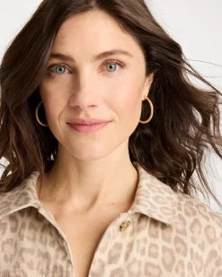 Goldtone Textured Hoop Earrings