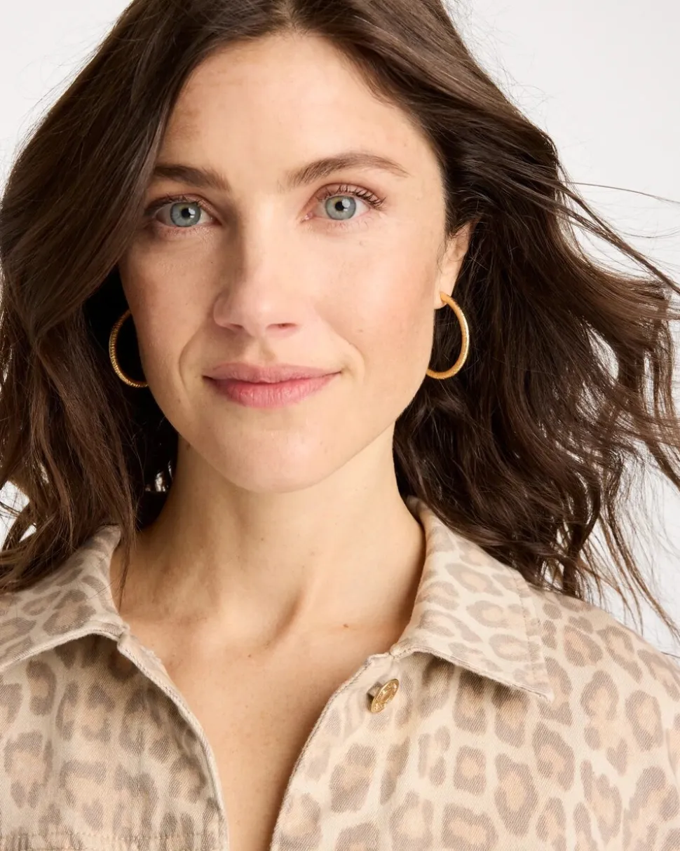 Goldtone Textured Hoop Earrings