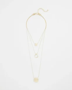 Gold Triple Pendant Necklace