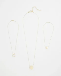 Gold Triple Pendant Necklace