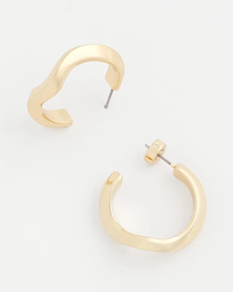 Gold Wavy Hoop Earrings
