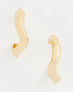 Gold Wavy Hoop Earrings